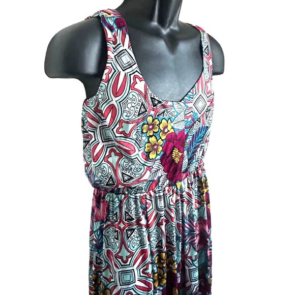 Women Love Tropical Print Maxi Sundress  Razor Back - Picture 3 of 10